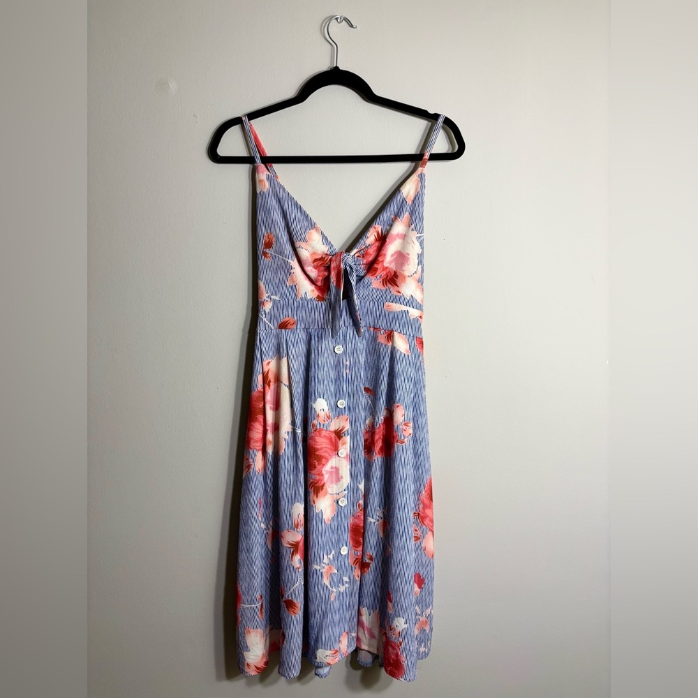 Floral Blue and Pink Summer Dress